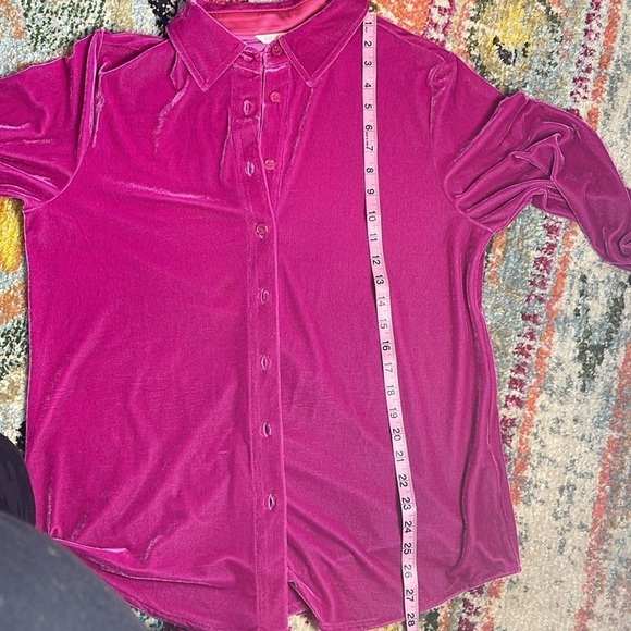 Soft Surroundings Magenta Pink Velvet Long Sleeve Top Size Petite Medium - Picture 6 of 6